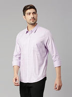 Thomas Scott Mens Checkered Slim Fit 100% Cotton Casual Shirt with Spread Collar and Long Sleeve