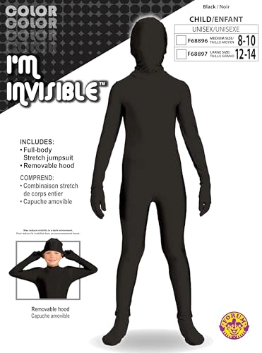 Forum Novelties I'm Invisible Bodysuit, Black, Child's Medium