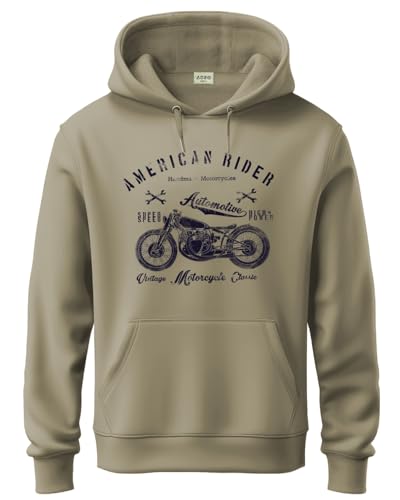 ADRO Men's Cotton Blend Neck Hooded Regular Sweatshirt (H24-AME-BE_Beige, Small