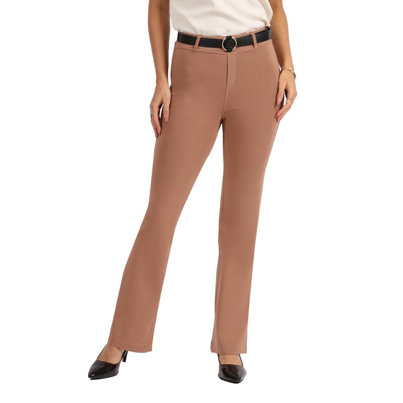 BlissClub AM:PM Air Flare Trousers Cotton for Women Upto 54 ft | Bootcut Trousers and Formal Pants for Women Office wear | Tail