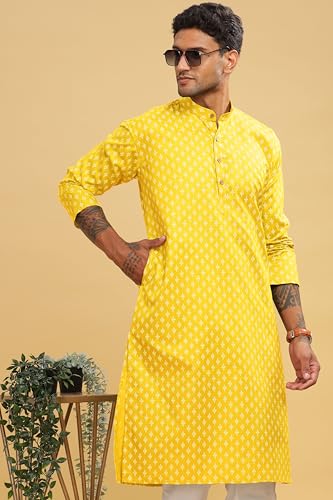 Be Active MenS Ethnic Printed Full Sleeves Kurta || Cotton Kurta For Men || Men Kurta For Wedding || Kurta For Men (C-Rf0060 Kr