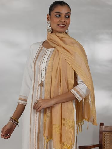 Libas Womens Printed Cotton Blend Straight Kurta With Trousers And Dupatta