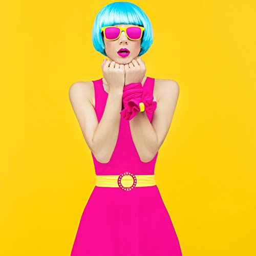 Boao 8 Pieces 80s Party Plastic Fashion T Shirt Clips Silk Scarf Ring T-shirt Tie Clips for Halloween Women Fashion Round Circle