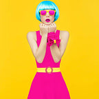 Boao 8 Pieces 80s Party Plastic Fashion T Shirt Clips Silk Scarf Ring T-shirt Tie Clips for Halloween Women Fashion Round Circle