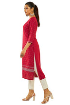 Soch Womens Rayon Floral All-Over Print Round-Neck Straight Kurta
