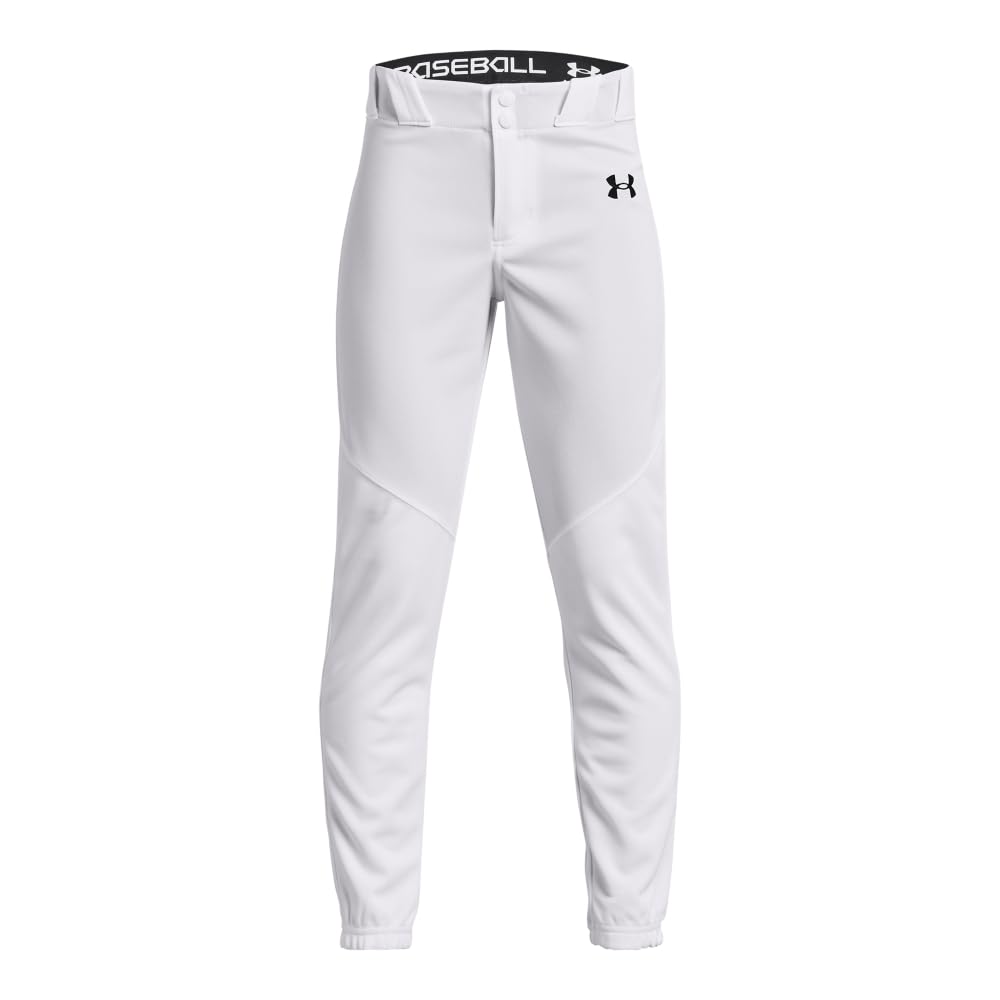 Under Armour Boys Utility Baseball Pant Closed, (100) White / / Black, Medium