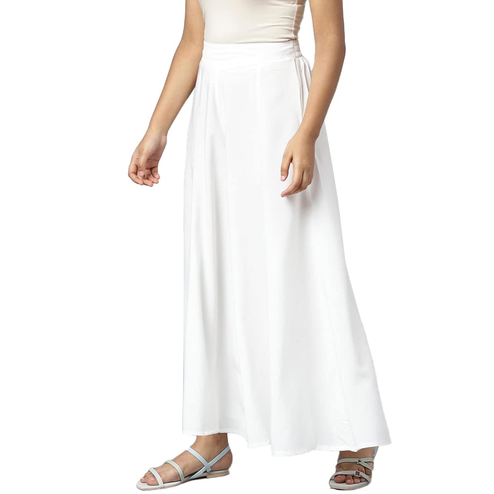 Aurelia White Solid Palazzo Ethnic Bottomwear For Women
