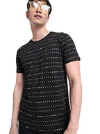 Bewakoof Mens All Over Printed 100% Cotton T-Shirt - Regular Fit, Round Neck, Half Sleeves Black