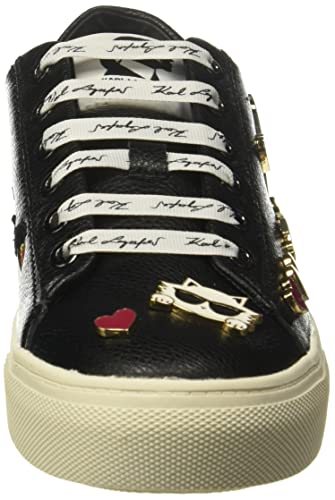 Karl Lagerfeld Paris Cate Shoes - Sneakers for Women with Iconic KLP Pins, Solid Black, 9.5