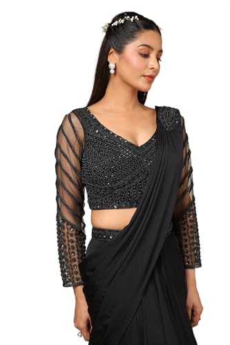 Soch Women Nylon Blend Ready-to-Wear Saree with Beads