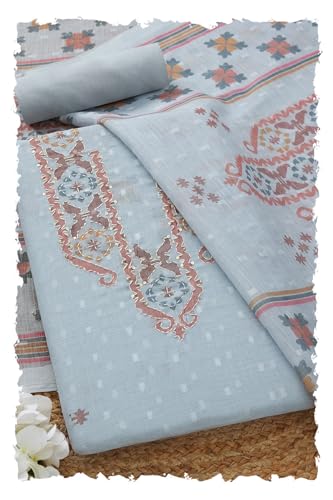 Soch Women Linen Ethnic Motifs Unstitch Dress Material with Sequins
