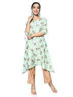 Libas Women'S Silk Printed A-Line Kurta (24113O_Green