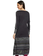 W For Woman Dark Grey Crosstitch Embroidered Kurta