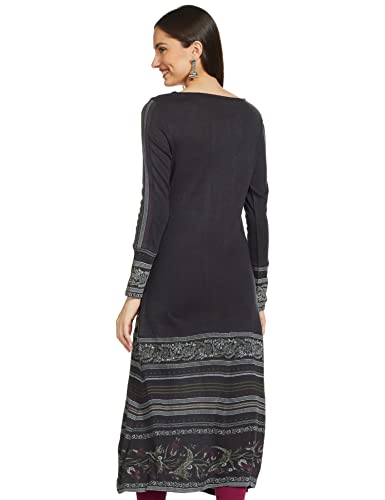 W For Woman Dark Grey Crosstitch Embroidered Kurta