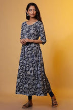 Aurelia WomenS Rayon Floral Regular Kurta (24Fea14855_Blue