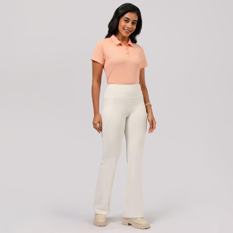 BlissClub Ultimate Flare Pants for Women Above 55 ft Tall | Ribbed Waistband, 4 Pockets | High Waist Trousers and Formal Pants