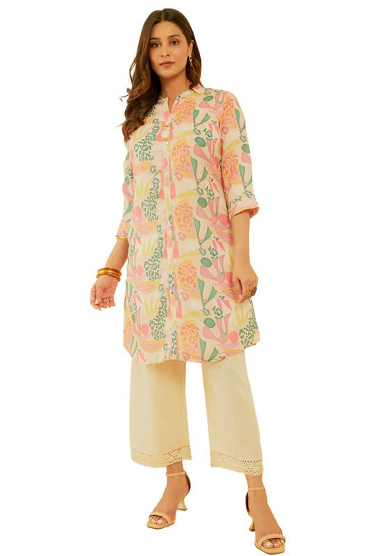 Soch Women & Abstract Print Linen Blend Kurta