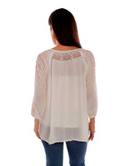 TIE FRONT PULL OVER EMB BLOUSE