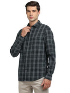 Turtle Men 100% Cotton Indigo Slim Fit Black Casual Shirt