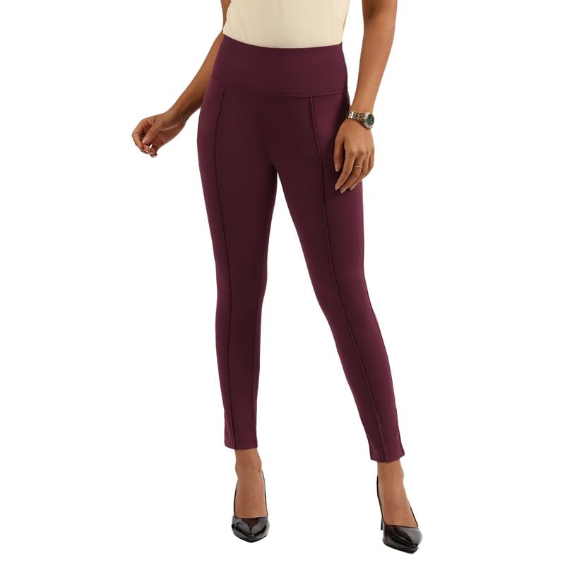 BlissClub Ultimate Sculpt Tregging Pants -Tall Above 55 | Ribbed Waistband | 2 Side Pockets | Front Pintucks | Feels Like Secon