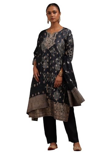 Soch Women Viscose Blend Zari Woven Suit Set Mirror and Cutdana
