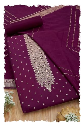 Soch Women Silk Blend Zari Woven Unstitch Dress Material with Work