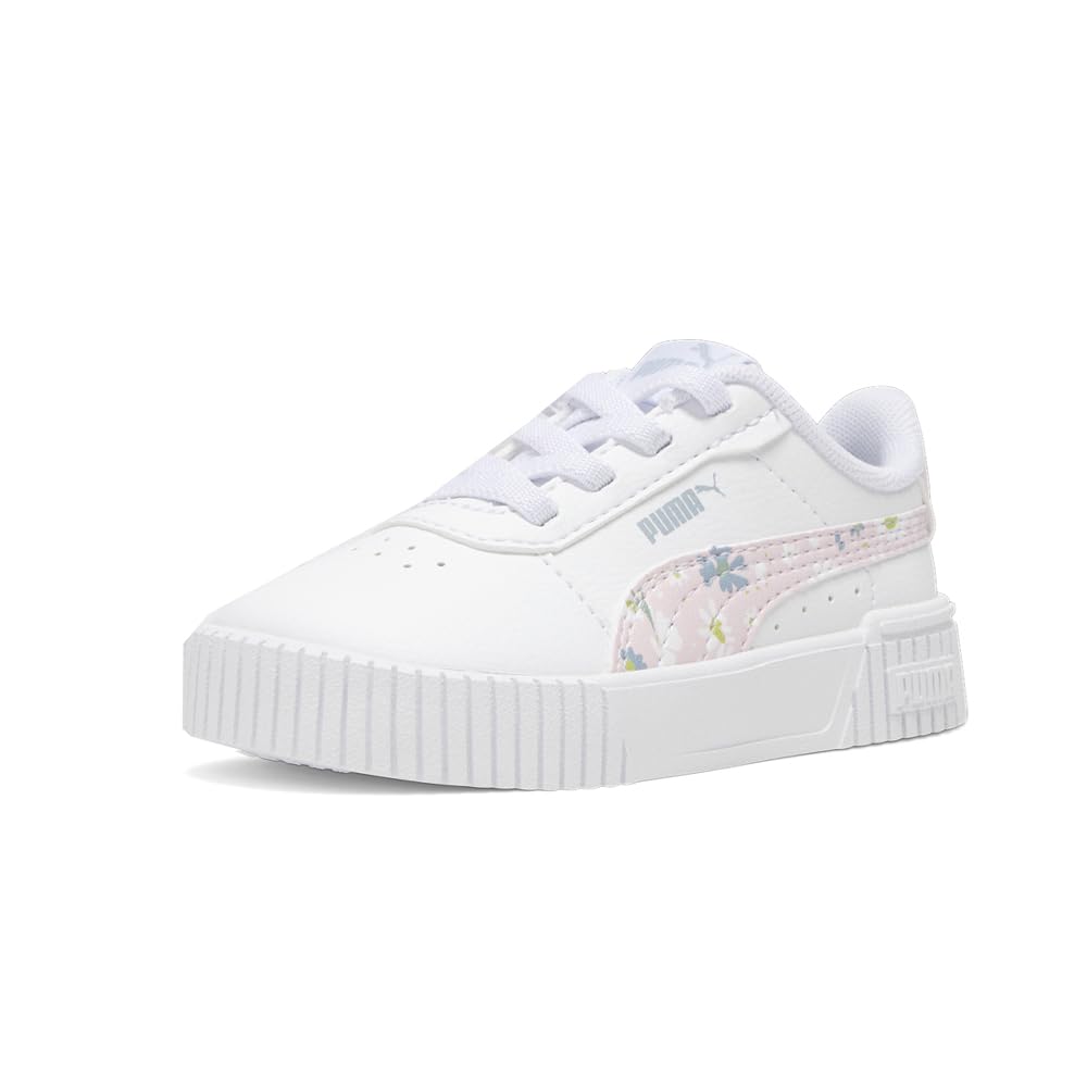PUMA Kids Carina Sneaker, White-Chalk Pink-Blue Wash, 4 US Unisex Toddler