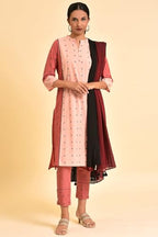 W For Woman Women'S Viscose Geometric Kurta, Slim Pant & Dupatta