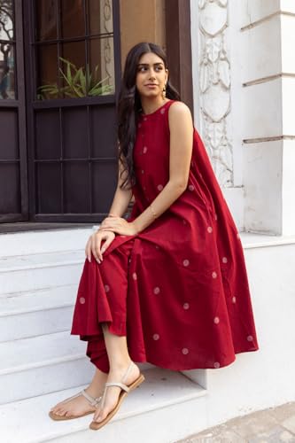 ANNI DESIGNER Womens Rayon Blend Straight Printed Kurta with Palazzo (DEEKSHA RED_XL_Red_X-Large)