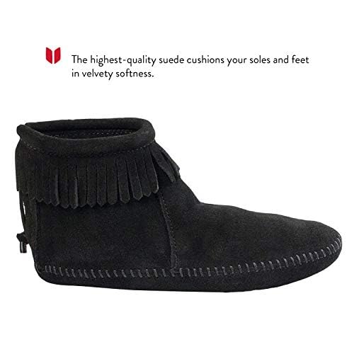 Minnetonka Women's Back Zipper Bootie,Softsole Black,8 M US