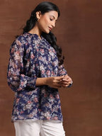 Libas Women'S Printed Poly Chiffon A-Line Kurti