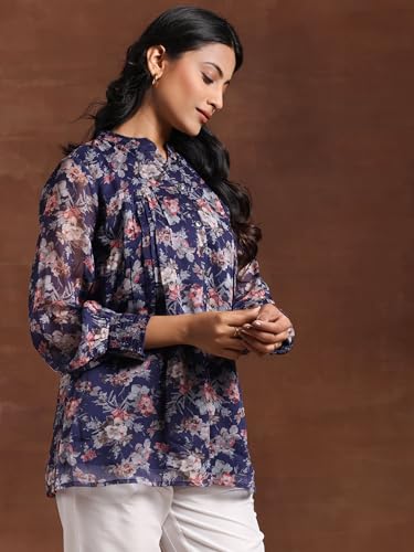 Libas Women'S Printed Poly Chiffon A-Line Kurti