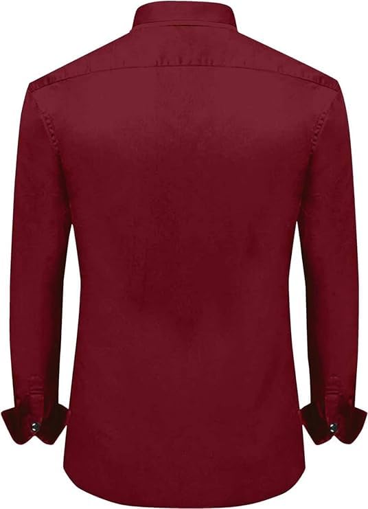 Rebelify MenS Cotton Blend Shirt With Pockets Full Sleeves Collared Neck Solid Pattern Botton Down Closure Relaxed Fit And Stan