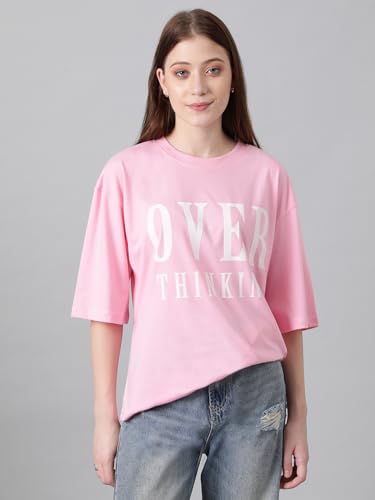 KOTTY Womens Cotton Blend Printed Oversized T-Shirts