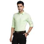 Turtle Men 100% Cotton Green Solid Slim Fit Formal Shirts