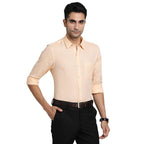 Turtle Men Pure Linen Peach Solid Slim Fit Formal Shirts