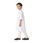 Fabindia White Cotton Printed Long Kurta
