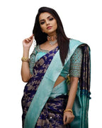 Flosive Womens Present Banarasi Soft Lichi Silk Saree Beautiful Jacquard Rich Pallu Ayn Design Work Zari Woven Kanjivaram Silk 