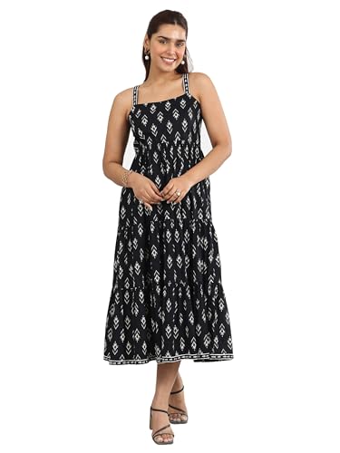 Libas WomenS Cotton Midi Dresses (29595 Black