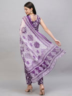 ANNI DESIGNER Womens Rayon Blend Straight Printed Kurta with Pant & Dupatta (Ball-Purple-RKG_XL_Purple_X-Large)