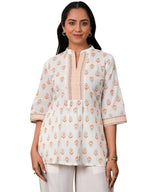 Libas WomenS Pure Cotton Printed Straight Kurtis (26866_White
