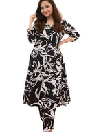 GRECIILOOKS Womens A-Line Rayon Regular Fit Co-Ord Set (Black, XX-Large)