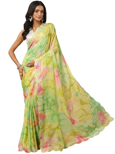 Libas Printed Chinon Saree For Women (92105P)