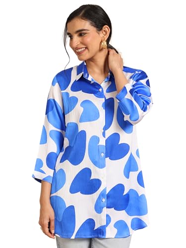 Libas WomenS Silk Blend Printed Regular Tunics (98166 White