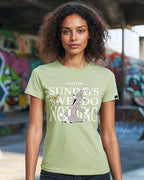 Bewakoof X Official Tom & Jerry Merchandise Womens Sundays We Do Nothing Graphic Printed Cotton T-Shirt - Regular Fit, Round Ne