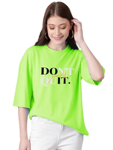 KOTTY Womens Cotton Blend Printed Oversized T-Shirts