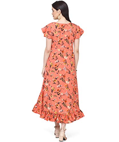 OOMPH! Womens Crepe Wrap Maxi Dress - Marmalade Orange