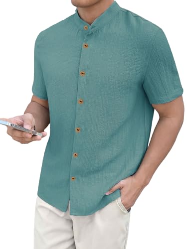 Toplot Shirt For Men|| Casual Shirt For Men|| Men Stylish Shirt (Popcorn-Mandarin-5210-Aqua-M)