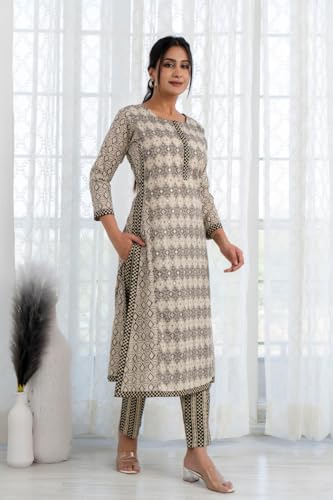 Yashika Women'S Printed Cotton Blend Straight Kurta Pant Dupatta Set-Ethnic Elegance Embodied Perfect For Every Occasion