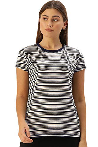 Enamor Essentials Womens Relaxed Fit Short Sleeves Crew Neck Slim Fit Breathable Stretch Regular Length Cotton Tee - EA47(EA47-